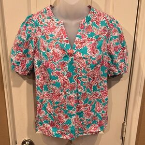 J Crew Floral popover top. Sz Small